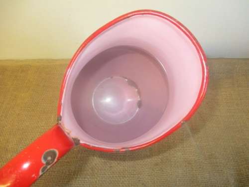 Plenty Character......Vintage Old Fashioned Enamel Bathroom Jug/Pitcher With Lovely Flower Design