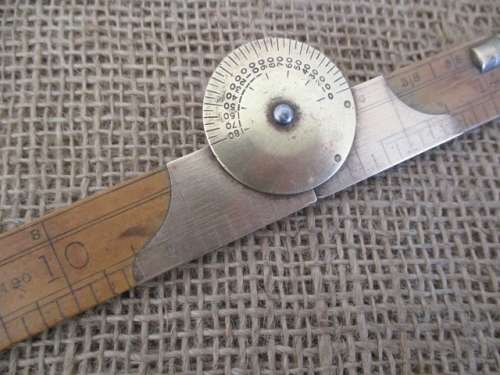 Beautiful Vintage Boxwood Rabone No 1190 24" Angle Folding Carpenter's Ruler    England