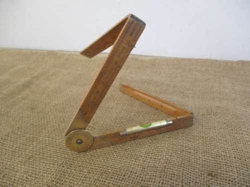 Beautiful Vintage Boxwood Rabone No 1190 24" Angle Folding Carpenter's Ruler    England
