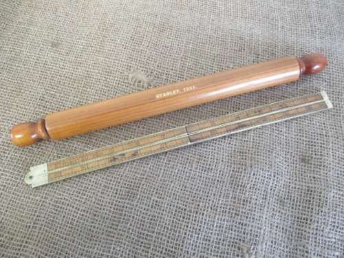 For BenBoo Bid - Vintage 24" Stanley #62 1/2 Folding Ruler And Stanley Pencil In Wooden Holder