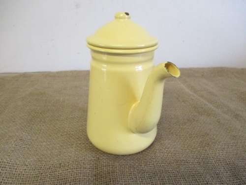 Beautiful "Good Time..Ringin..The New Life" Old Fashioned Enamel Coffee Pot