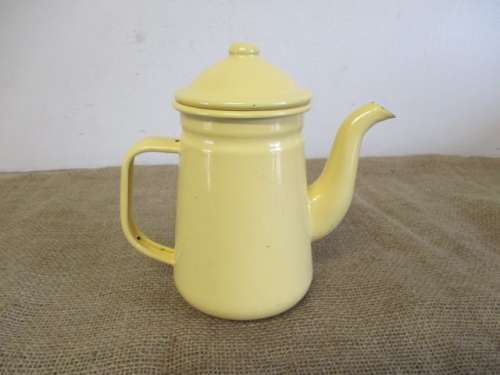 Beautiful "Good Time..Ringin..The New Life" Old Fashioned Enamel Coffee Pot