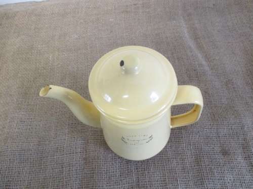 Beautiful "Good Time..Ringin..The New Life" Old Fashioned Enamel Coffee Pot