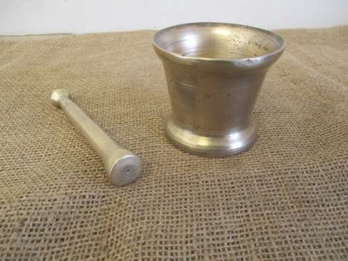 Beautiful Vintage Solid Brass Mortar And Pestle