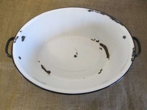 Relisted - Characterful Oval Old Fashioned Enamel Wash Basin