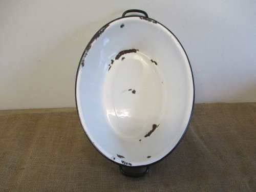 Relisted - Characterful Oval Old Fashioned Enamel Wash Basin