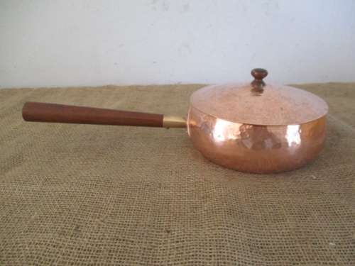 Nice Vintage Hammered Genuine Copper Lidded Frying Pan
