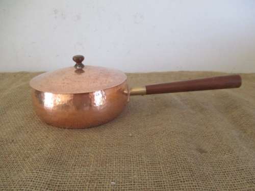Nice Vintage Hammered Genuine Copper Lidded Frying Pan