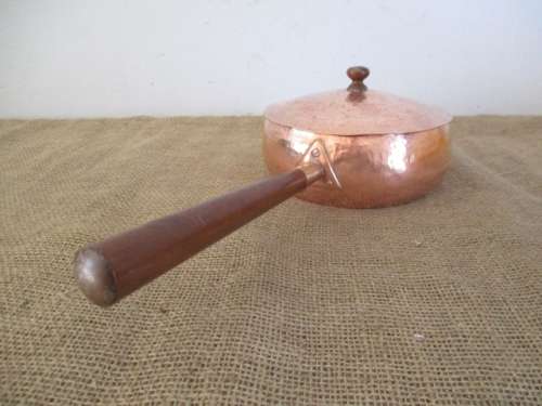 Nice Vintage Hammered Genuine Copper Lidded Frying Pan