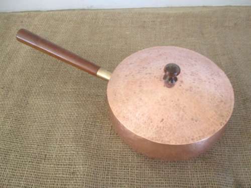 Nice Vintage Hammered Genuine Copper Lidded Frying Pan