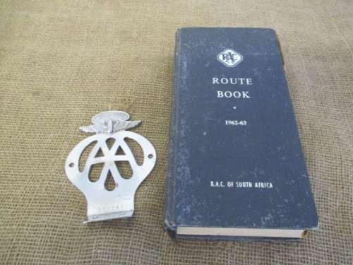 Very Old Antique/Vintage Suid Afrika/South Africa No 59241 AA Badge & RAC SA. Route Book