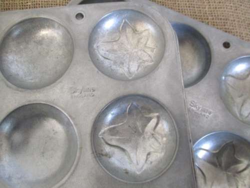 For cen`s bid only - For Real Baking Pleasure..Three Beautiful Vintage Shell & Ivy Leaf Tin Baking