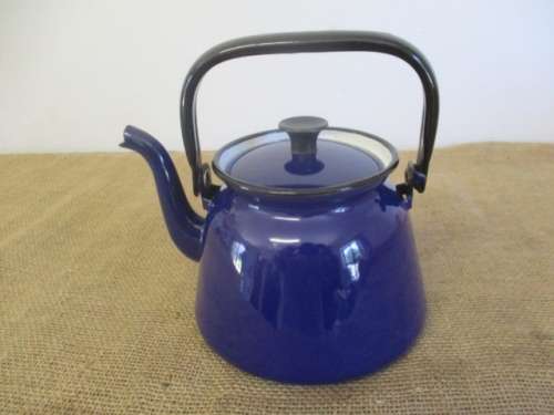 Beautiful Large Vintage Old Fashioned Enamel Made In Poland Coffee Pot