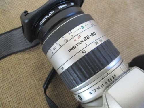 For StoSim Bid Only - Vintage Pentax MZ -7 SLR Camera With Attached Pentax 28 - 80 Lens