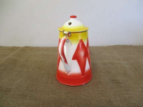 Extremely Rare....Beautiful Antique Emo Celje Enamel Coffee Kettle From The Kingdom Of Yugoslavia