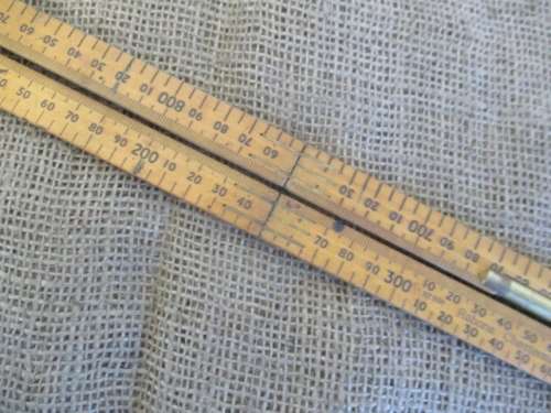 Lovely Vintage 1M Boxwood Rabone Chesterman No 1191 Folding Carpenter`s Ruler With Spirit Level