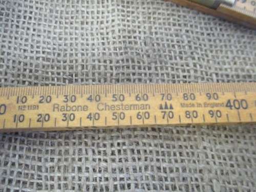 Lovely Vintage 1M Boxwood Rabone Chesterman No 1191 Folding Carpenter`s Ruler With Spirit Level