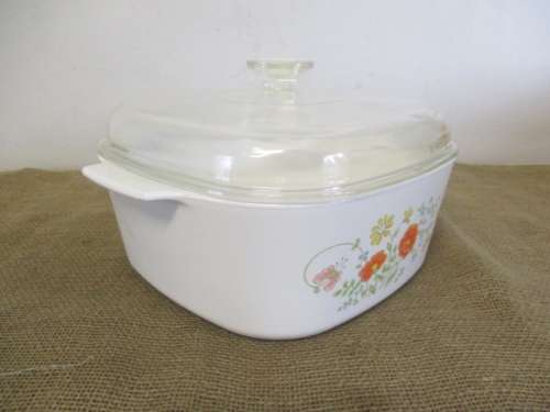 Beautiful Large Vintage Wildflower Corning Ware 5 Quart A-5-B Square Casserole Dish         1970`s