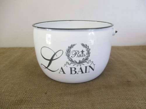 For Lorna`s Bid Only - Lovely Old La Bain Paris Enamel Bucket