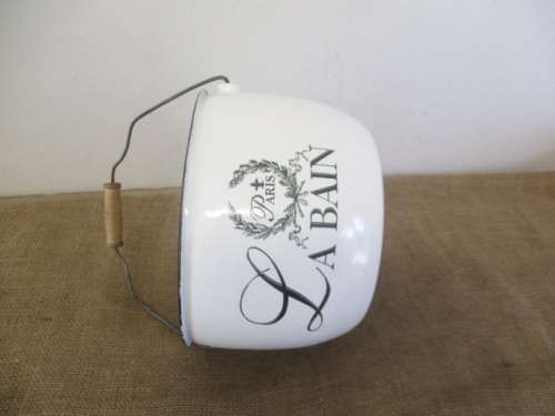 For Lorna`s Bid Only - Lovely Old La Bain Paris Enamel Bucket