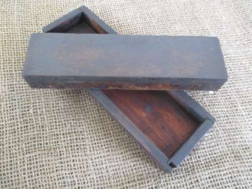 Vintage Double Sided Sharpening Stone In Wooden Holder