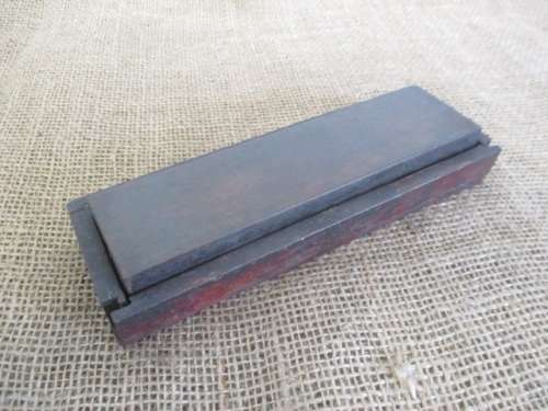 Vintage Double Sided Sharpening Stone In Wooden Holder
