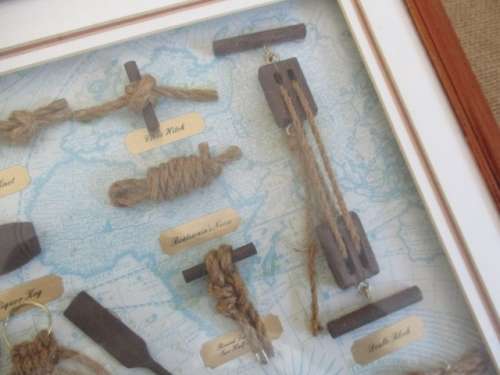 Nice Framed Wall Hanging Display Set Of Nautical Rope Knots