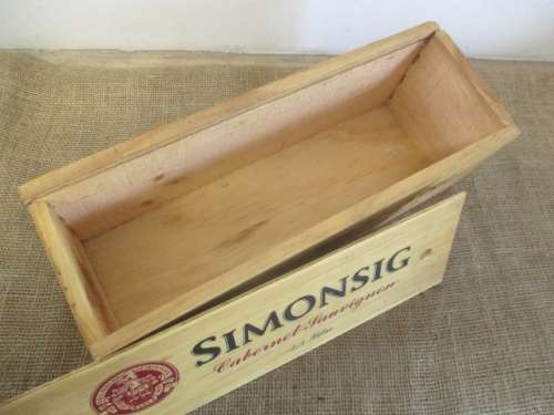 Nice Sturdy Simonsig Cabernet Sauvignon 1,5Litre Wooden Wine Box With Sliding Lid