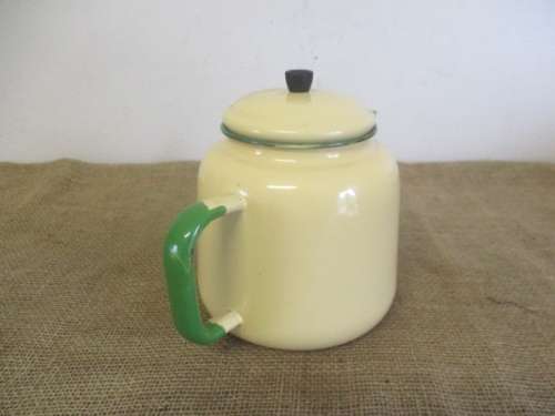 Beautiful Fairly Large Vintage Old Fashioned Enamel Coffee Pot