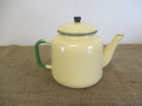 Beautiful Fairly Large Vintage Old Fashioned Enamel Coffee Pot