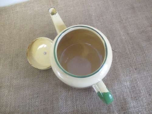 Beautiful Fairly Large Vintage Old Fashioned Enamel Coffee Pot