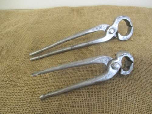 The Legends....Two Nice Vintage 10 inch & 7 inch Solid Steel Blacksmith Tongs