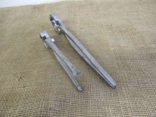 The Legends....Two Nice Vintage 10 inch & 7 inch Solid Steel Blacksmith Tongs