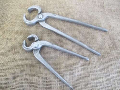 The Legends....Two Nice Vintage 10 inch & 7 inch Solid Steel Blacksmith Tongs
