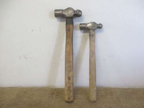 Nice Handy Pair Of Vintage 600gr & 400gr Small Ball Pein Hammers