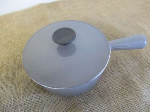 Nice Vintage Cousances 18 Lidded Enameled Cast Iron Sauce Pan                  France