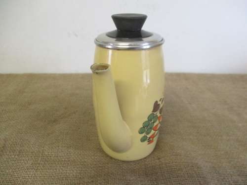 Adorable Large Vintage Old Fashioned Enamel Coffee Pot With Lovely Floral Decor