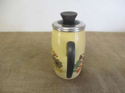 Adorable Large Vintage Old Fashioned Enamel Coffee Pot With Lovely Floral Decor