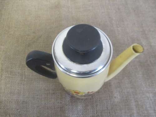 Adorable Large Vintage Old Fashioned Enamel Coffee Pot With Lovely Floral Decor