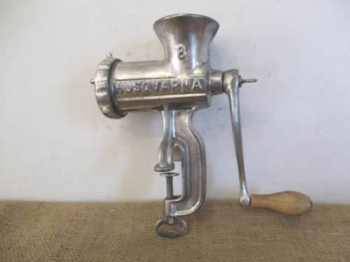 Beautiful And Complete Vintage Cast Iron No 8 Husqvarna Reliance Meat Mincer         Made In Sweden