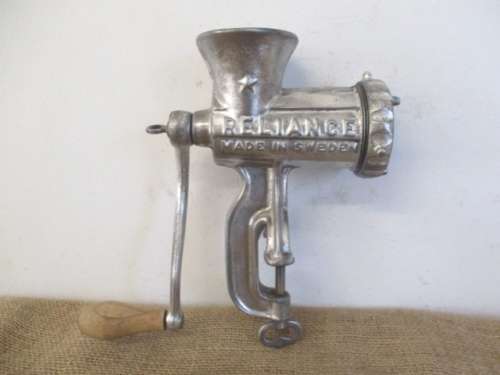 Beautiful And Complete Vintage Cast Iron No 8 Husqvarna Reliance Meat Mincer         Made In Sweden