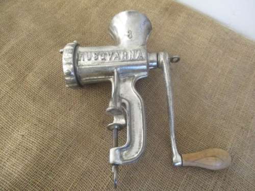 Beautiful And Complete Vintage Cast Iron No 8 Husqvarna Reliance Meat Mincer         Made In Sweden