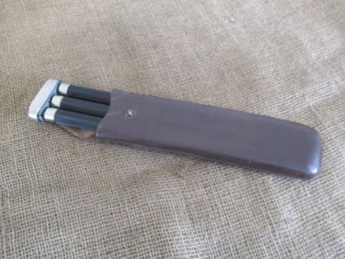 Beautiful Vintage Mei Brass/Metal Portable Tripod In Geniune Leather Sleeve          Made In Germany