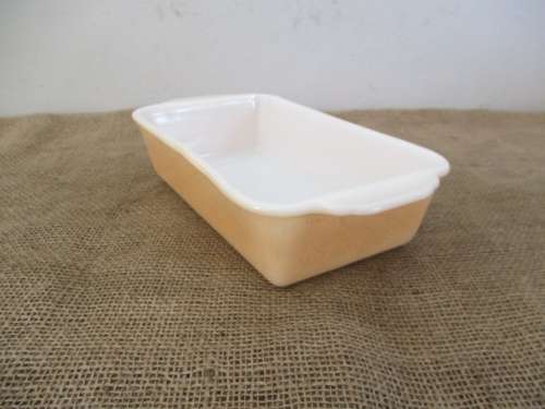 Lovely Vintage 1qt Fire King Peach Luster Loaf Pan #409             Made In U.S.A.