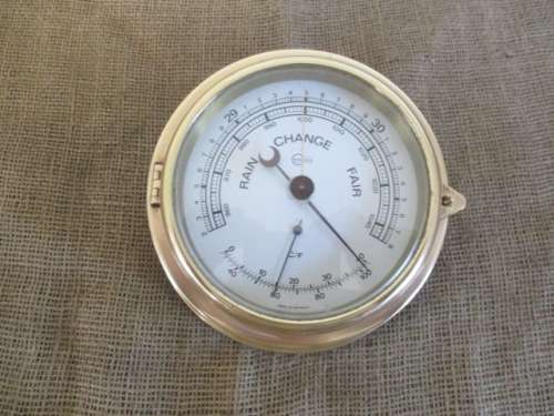 Beautiful Vintage Barigo Brass Wall Hanging Weather Barometer        Made In Germany