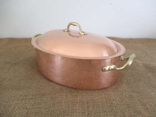 Another Rare One...This Magnificent Sizable Vintage Bongusto Copper Casserole      Made In Italy