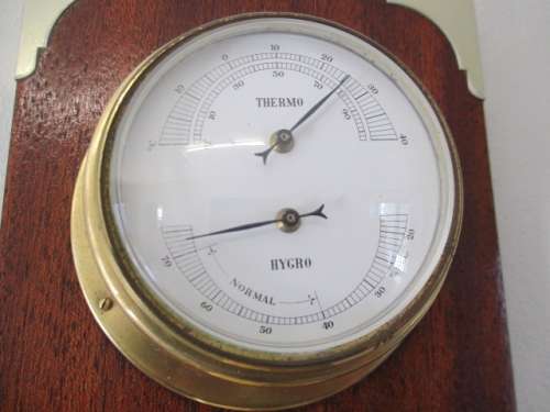 Beautiful Looking Vintage Wall Mount Brass Barometer With Hygrometer, Thermometer & Clock