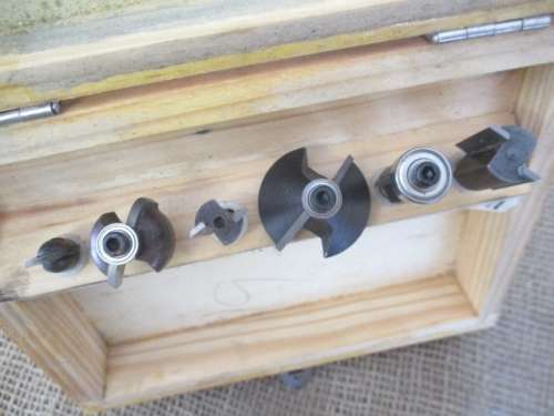 Nice Woodworking Router Bit Set Of Six In Original Wooden Container
