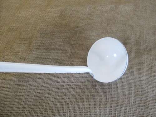 ForLorna`s Bid Only - Two Golden Oldies.....Vintage Enamel Skimmer & Vintage Enamel Soup Ladle