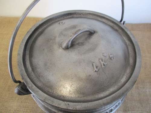 An Excellent Robust And Sizable LK`s #2 3 Legged Solid Cast Iron Potjie Pot
